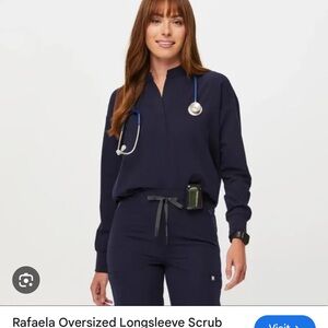 Figs Rafaela Longsleeve Scrub Top in Navy